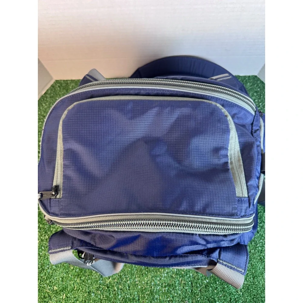 LL Bean Navy Blue Ripstop Nylon Small Duffel Bag Shoulder Strap‎ Insulated Top